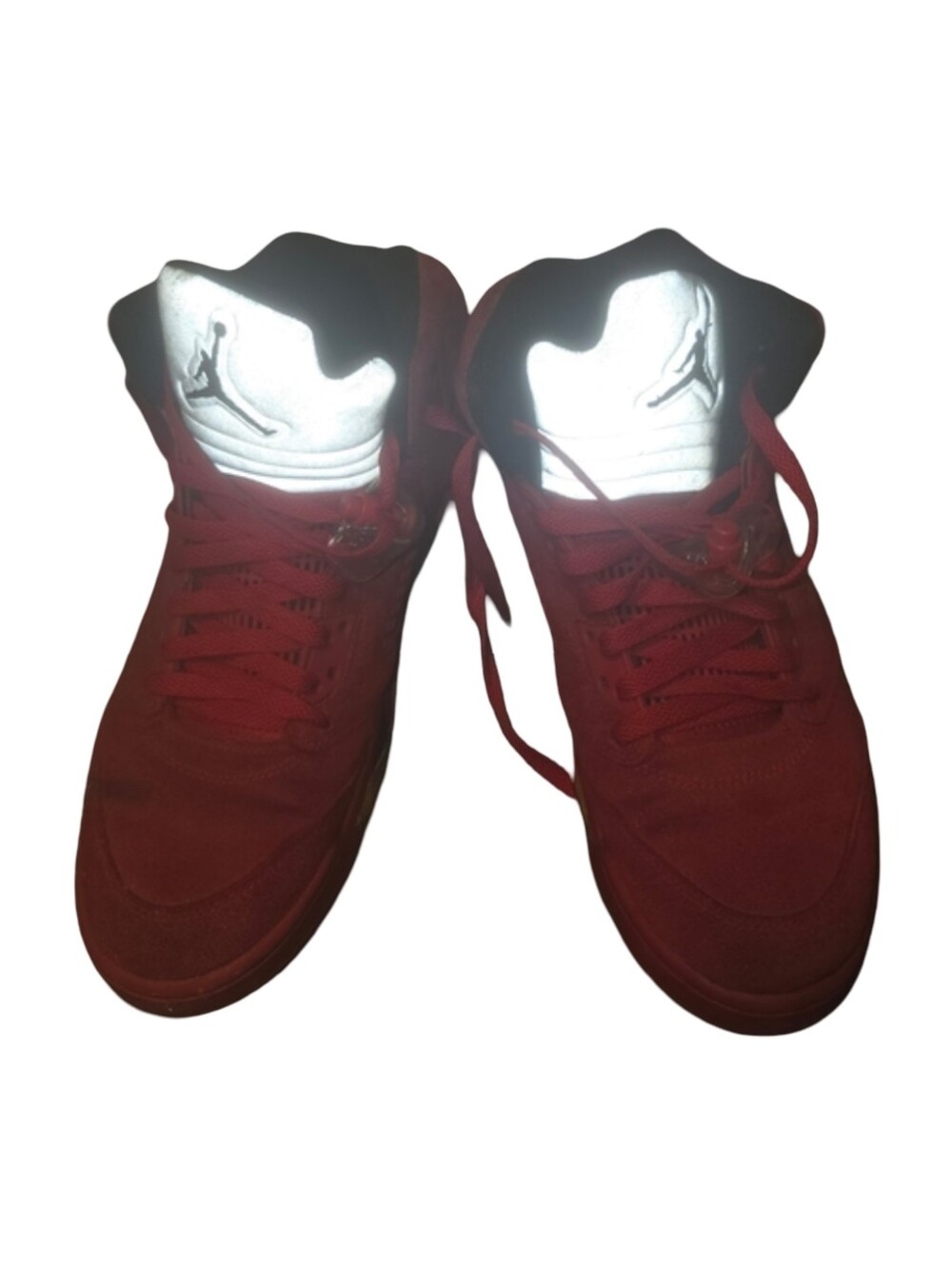 Jordan Men's Red High-Top Sneakers with Reflective Tongue Logo